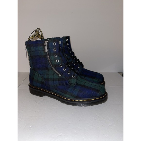 Dr. Martens 1460 Tartan Zip Green Plaid Boots, Mens Sz 10 Womens Sz 11 Us - Picture 1 of 5